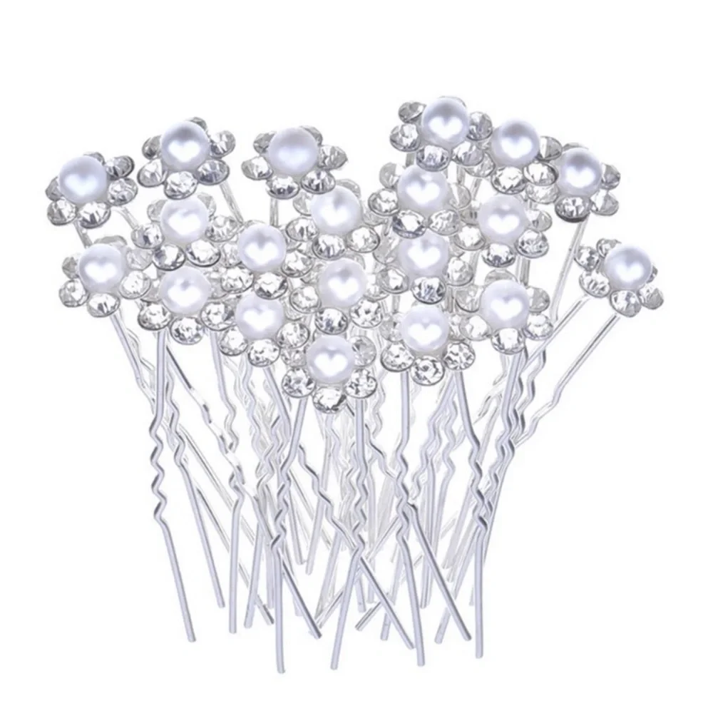 New! Set of Pearl Crystal Flower Bridal Hair Pins - Picture 7 of 7